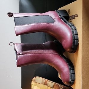 Burgundy pleather boot